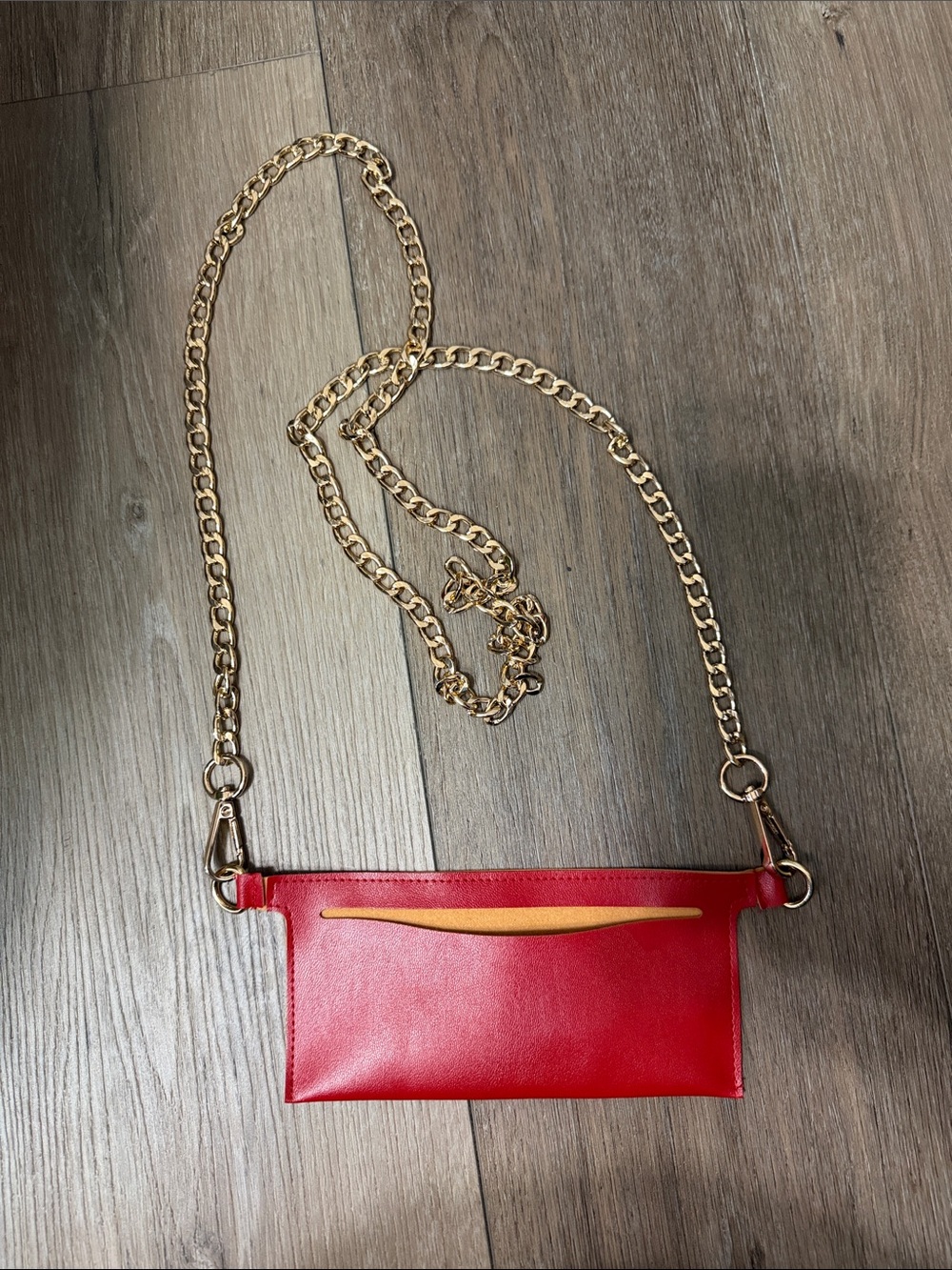 Wallet insert with Gold Chain Strap to make a wallet into a Crossbody